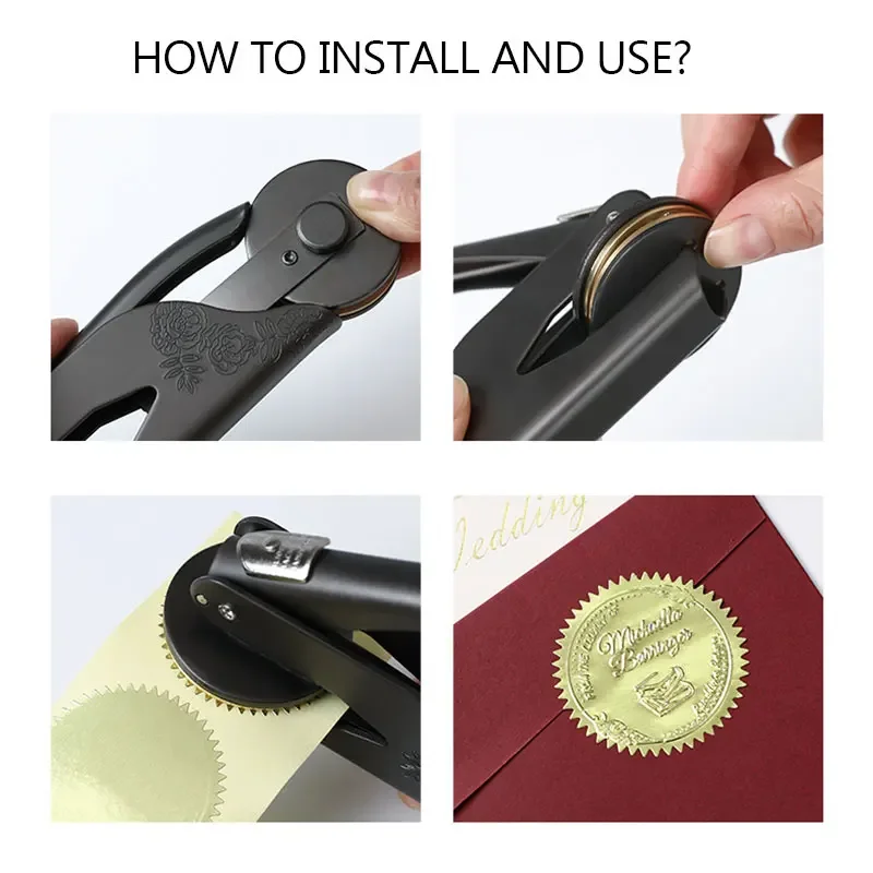 Paper Embossing Machine Cardboard Sticker Embosser for Gift Packaging Bag Greeting Card 4 Colors