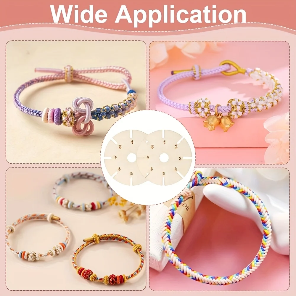4 Stück Armband-Webplatten, blumenförmige Holzplatten, Armband-Webwerkzeuge, Perlenfadenplatten – Detail 5