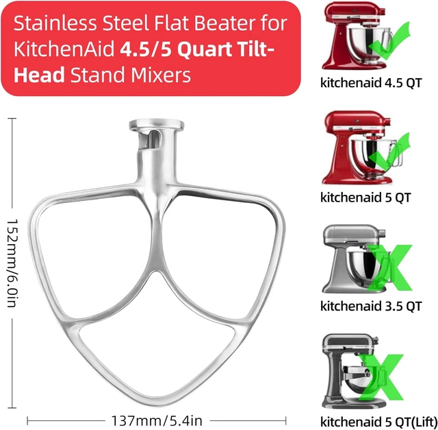 5.5-6QT Stainless Steel Flat Beater for KitchenAid Stand Mixer