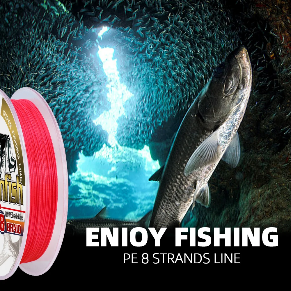 New Red color never come off 100M 300M 8 Strands strong pe fishing cord thread 6-300LBS 0.1mm-1.0mm braided line fishing carp 6
