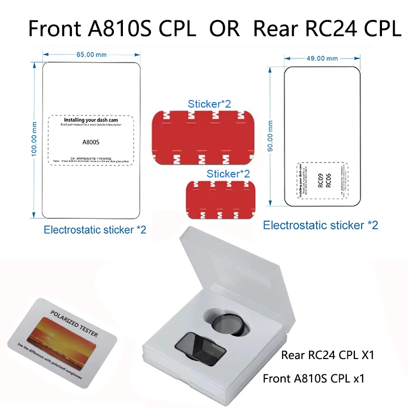Für 70mai Dash Cam A810s CPL Filter HD Objektiv Staub Schutz Anti Glare CPL Filter für 70mai RC24 Hinten Kamera CPL Filter – Detail 7