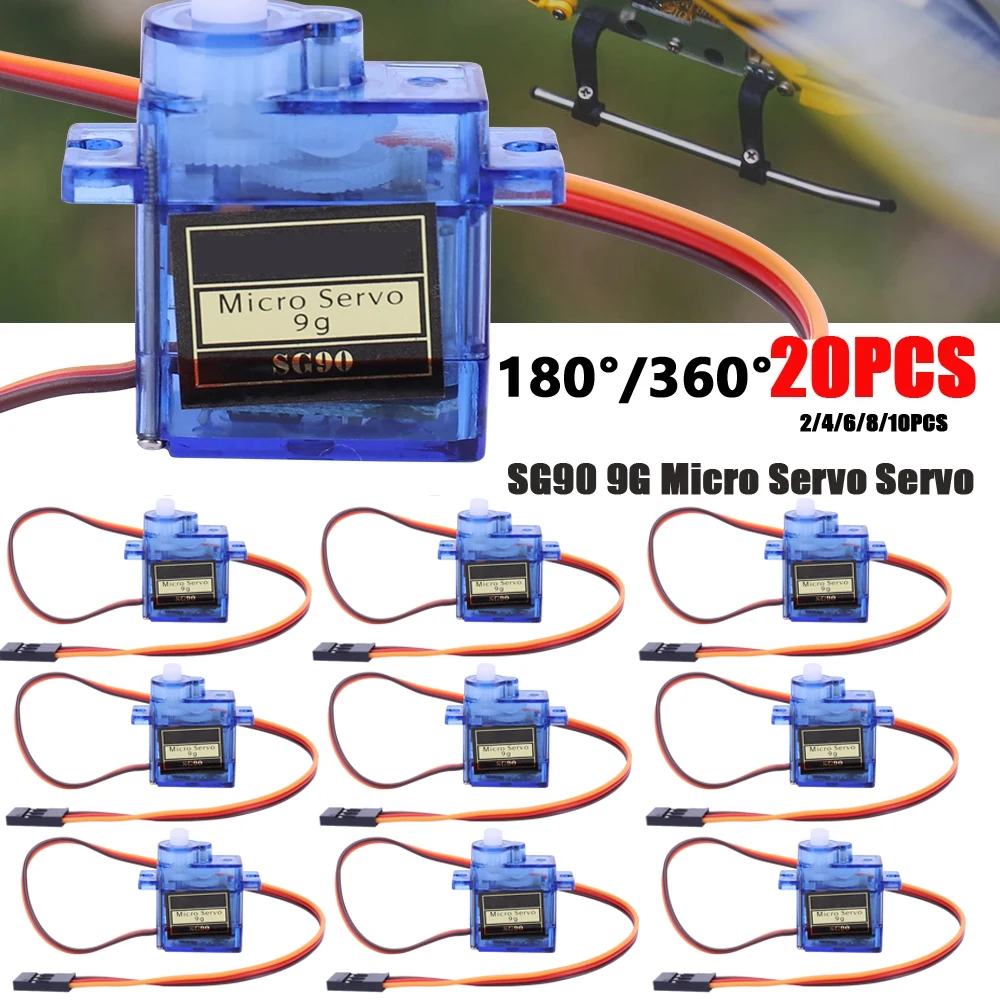 20 Pz Sg90 9G Micro Servomotore Per Aerei Rc Braccio Robot 180 °/360 ° Servomotore Ad Ala Fissa Controlli Per Elicottero Aereo
