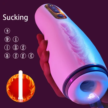 sucking machine masturbator for men Automatic male Masturbator Cup Real Vacuum Vagina Pocket Adult Toys sucker Vibration Blowjob 1