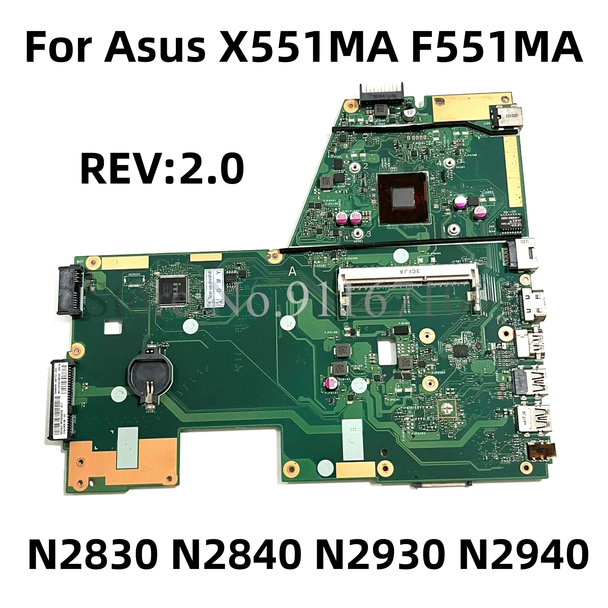 

For Asus X551MA F551MA R512MA Laotop Motherboard With N2815 N2830 N2840 N2930 N2940 N3530 N3540 CPU DDR3 Fully Tested