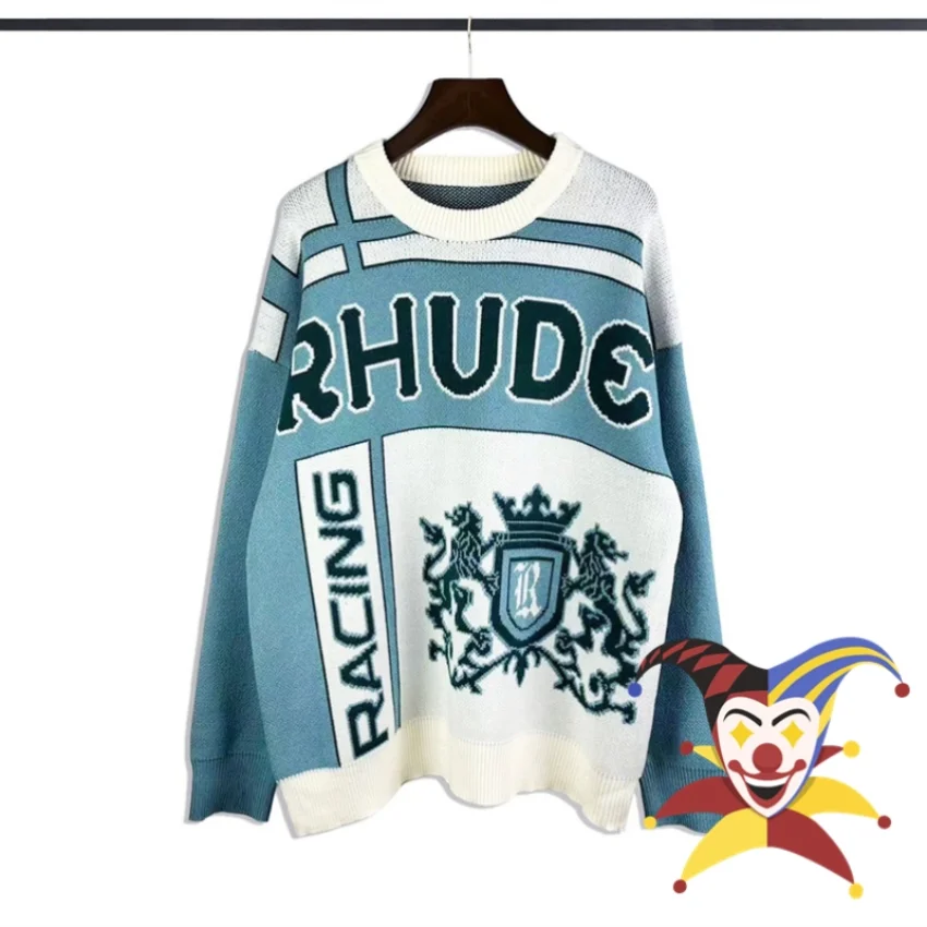 

2023ss Rhude Jacquard Logo Sweater Men Women Best Quality Casual Sweatshirts