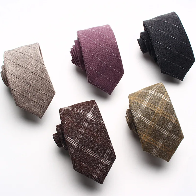 

Wool Blend 6cm Tie With Striped Plaid Suit Shirt And Tie Accessories