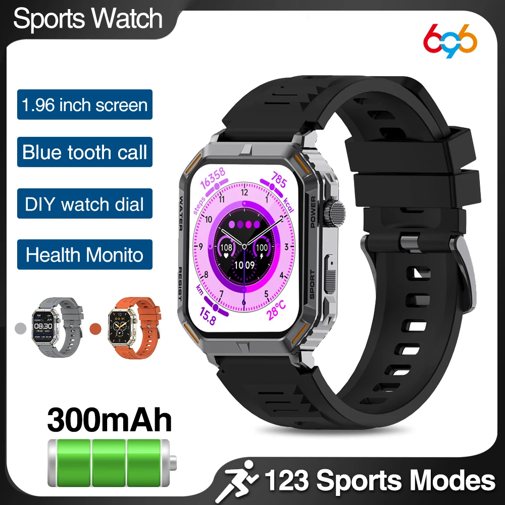 

Smart Watches Men Women 1.96 Inch HD Screen Blue Tooth Call Smartwatch Waterproof Health Monitor Voice Assistant Sports Outdoor