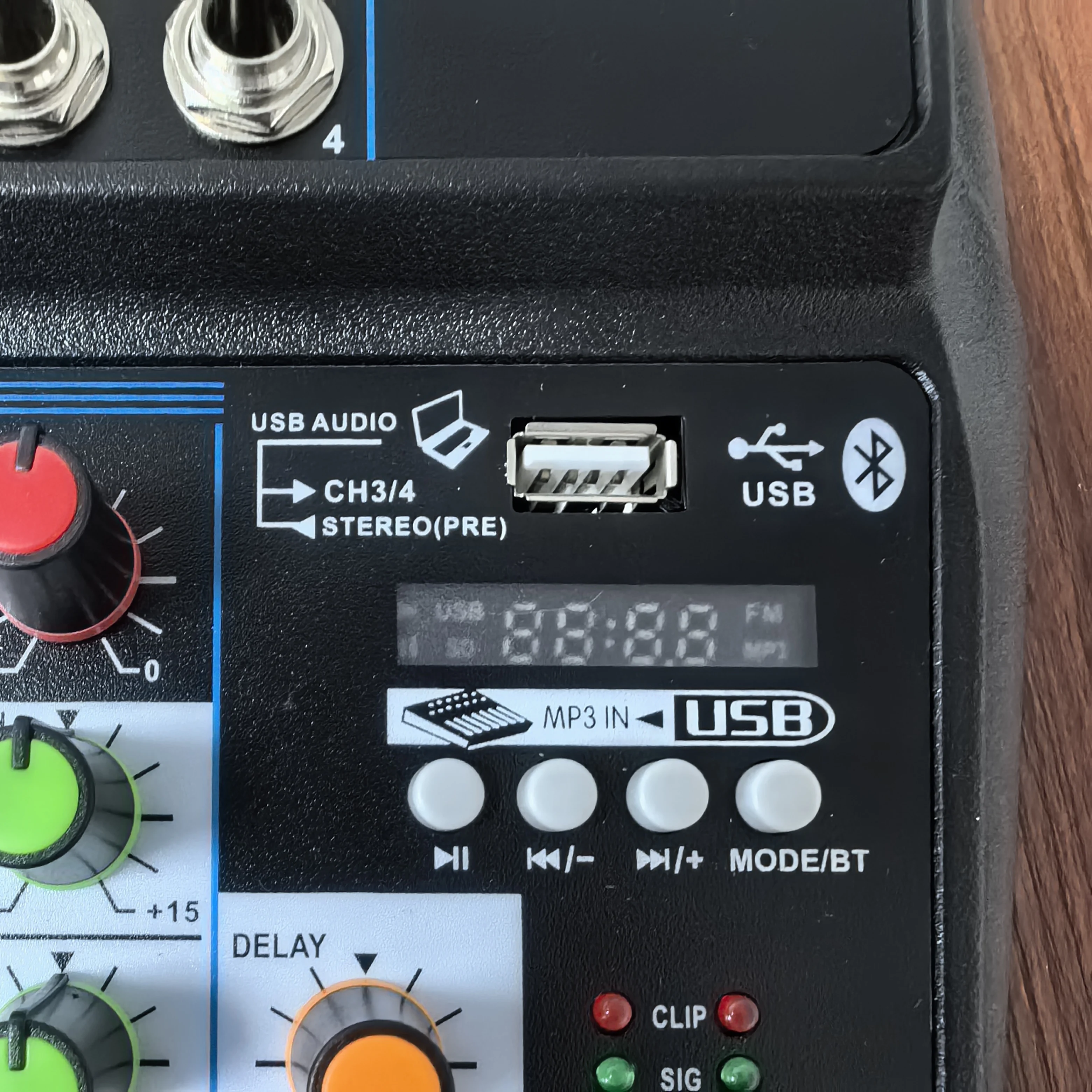 믹서 콘솔 K4 4 채널 오디오 믹서 DJ Bluetooth USB MP3 녹음 가라오케 PC 모바일 모노 스테레오