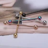AO 6-50mm 14/16/18G Industrial Barbell Piercing Earring Stainless Steel Helix Piercings Gold Color Industrial Rook Ear Studs 3