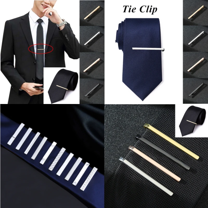 Men Tie Pin Clips Casual Tie Clip Jewelry Fitting Wedding Tie Bar Necktie  Clasp^