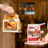 New Super World 3D Puzzle Miniature House Creative DIY Milk Bread Box Assembly Small House with Atmosphere Light Children's Toy 2