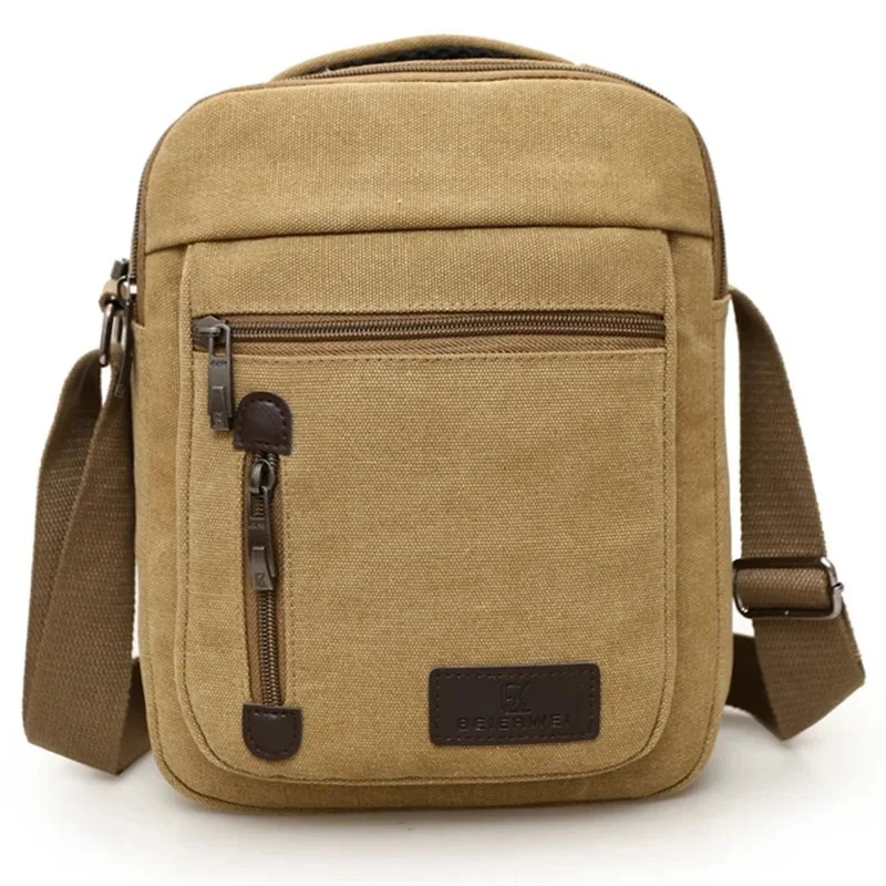 

Retro Canvas Multi-Function Mobile Phone Bag Outdoor Travel Bag Messenger Shoulder Bag Casual Style Male Handbag
