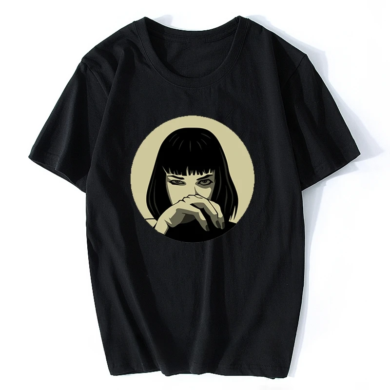 Camiseta España Playera Pulp Fiction Camiseta Hombre Blanca Negra