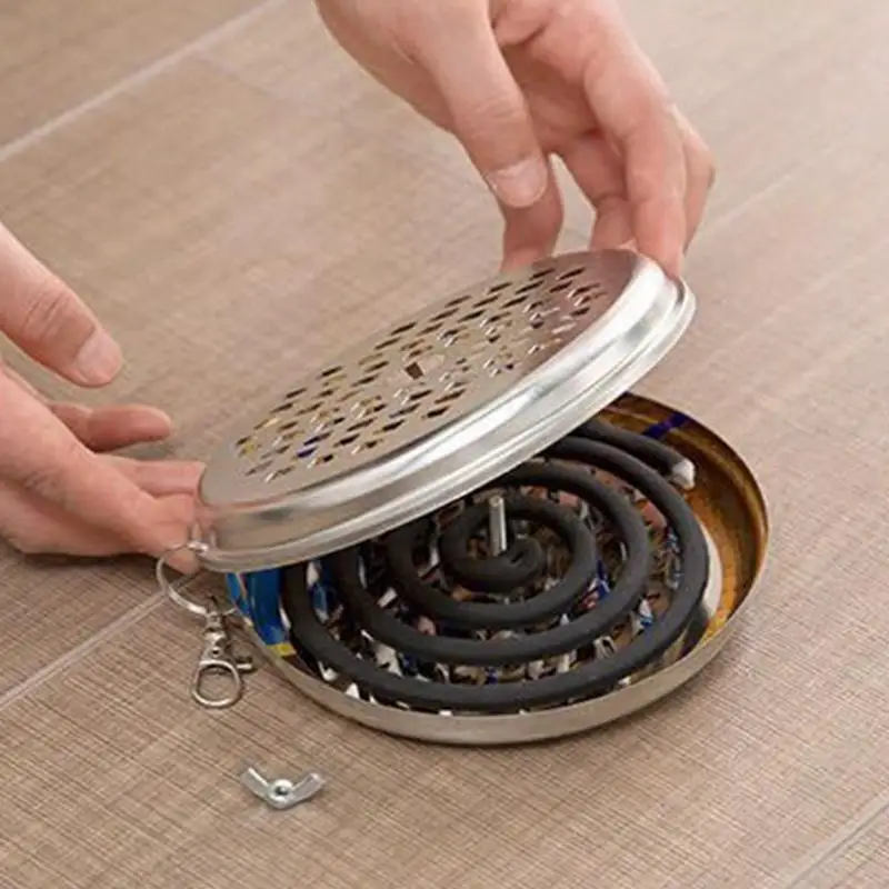 Spiral Incense Coil Holder Portable Spiral Incense Burner Box Fly Repeller Coil Holder With Cover And Hook For Deck Pool Side