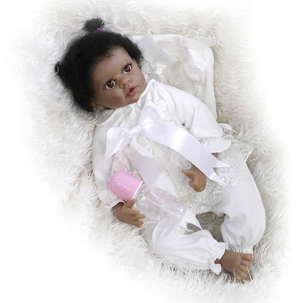 

22" reborn baby African American baby Doll Realistic Girl Bebe Reborn Black Doll Children Gift Playmate Toys