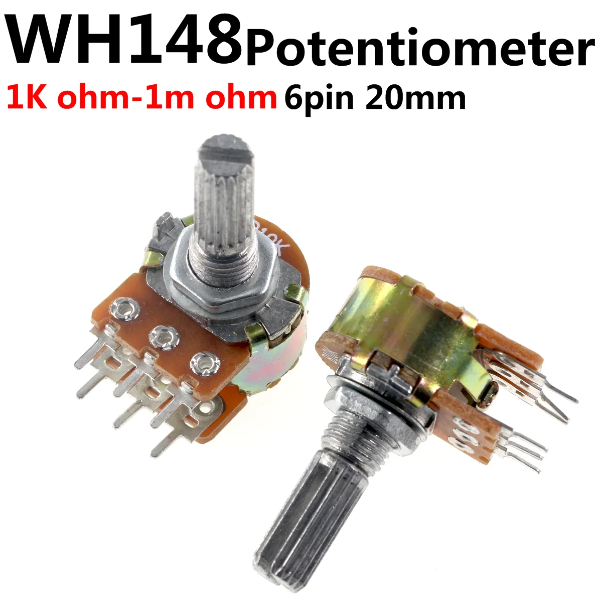 10pcs WH148 B1K B2K B5K B10K B20K B50K B100K B500K 6Pin 20mm Amplifier