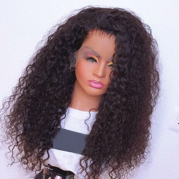 Parrucche Lace Front Pre-Plucked Senza Colla, Alta Densità, 26 Pollici, Ricci Afro Sintetici, Onda Profonda, Per Donne Nere Con Baby Hair