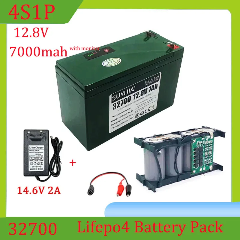 

New 32700 12.8V 4S1P Lifepo4 Battery Pack 7Ah Rechargeable Battery with Balanced BMS for Electric Model Sprayer Farm Tools