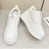 6.5cm Comfy Spring Flats Booties Autumn Women Shoes Synthetic Genuine Leather Plush Platform Wedge Chunky Sneakers 6