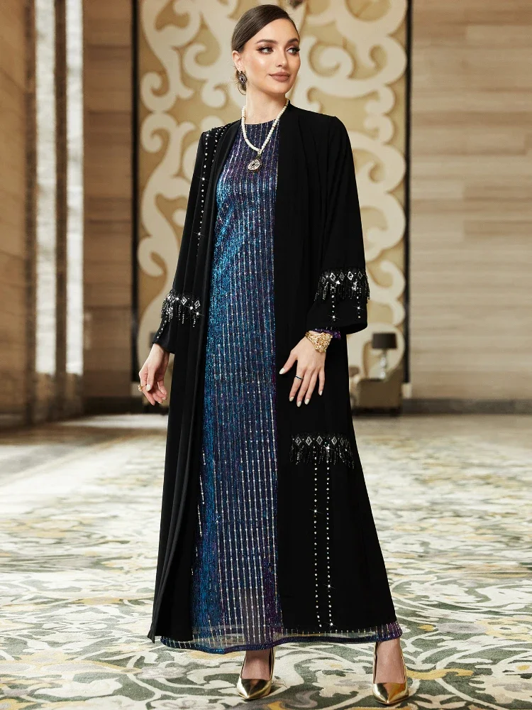 

Eid Jalabiya Caftan Abaya For Women Muslim Party Dress Arab Diamond Abayas Long Dresses Robe Woman Tassel Ramadan Vestidos