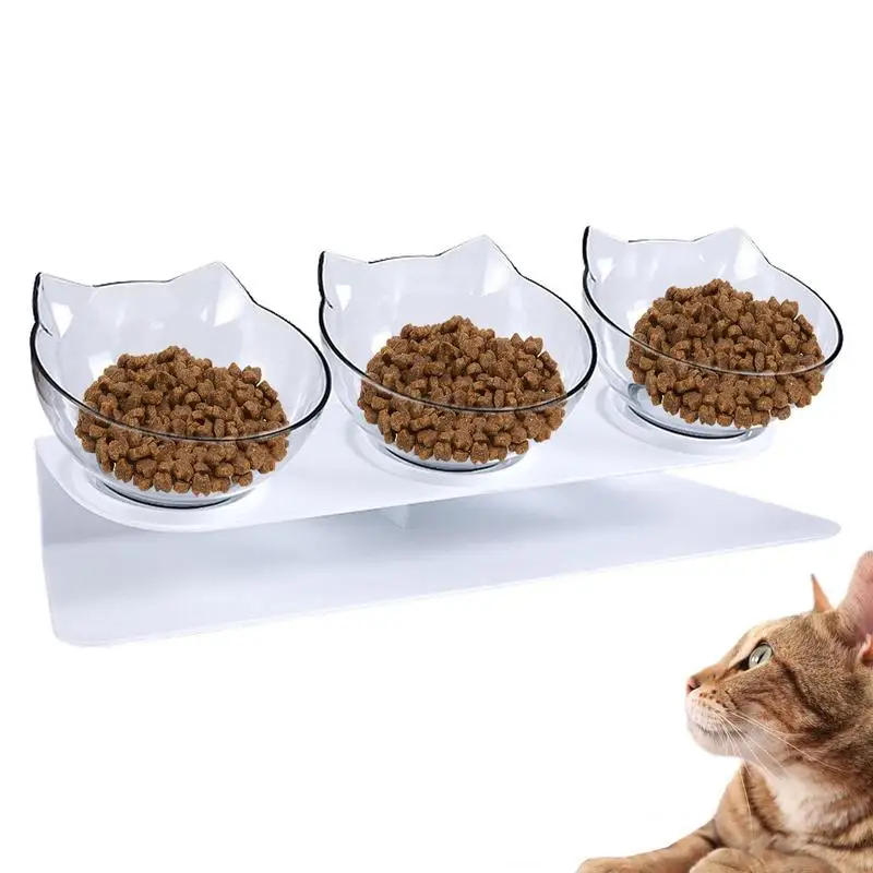 

Raised Cat Bowls 15 Degree Tilted Design Neck Guard Protection Pet Food Water Feeder Kitten or Small Dogs feeding Supplies