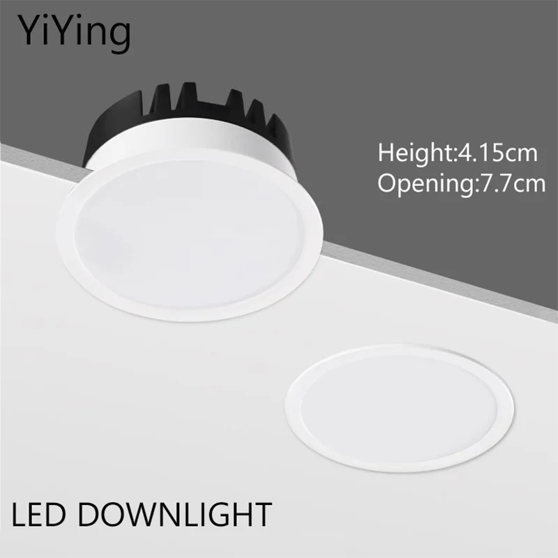 YiYing Led Downlight Recessed Ultra Thin Down Light Narrow Frame SMD 5W 7W 10W Ceiling Lamp 110V 220V Hole75mm  For Kitchen Home