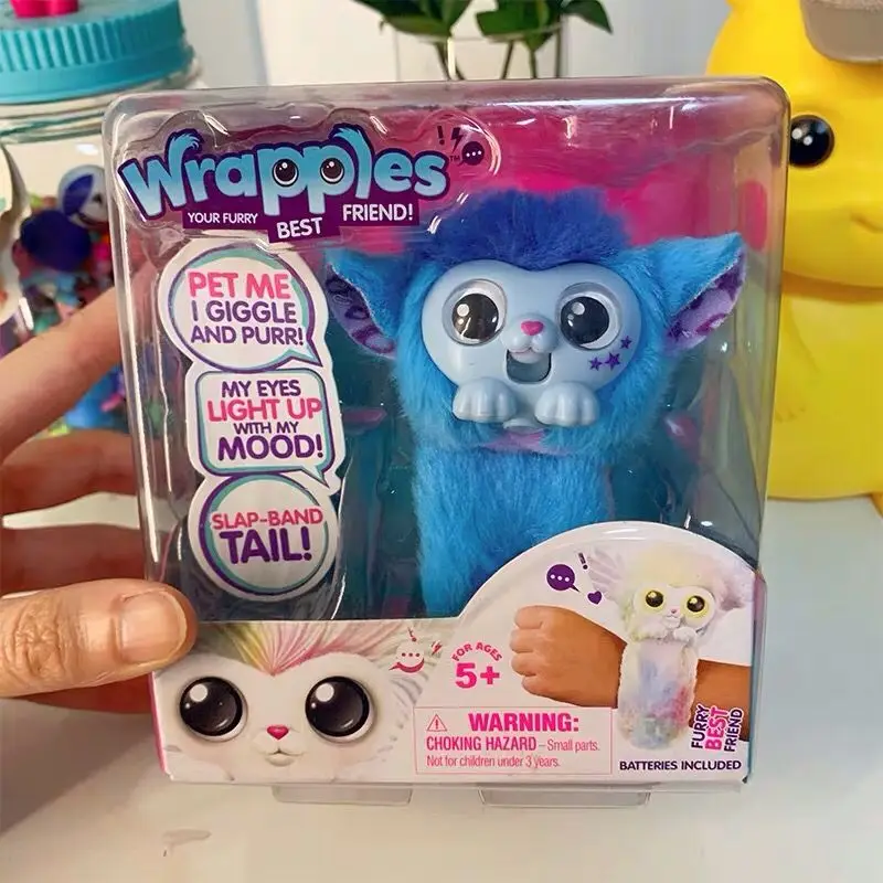 Little Live Wrapples Unao Or Bonnie Kids Interactive Toy Slap Band Tail Cute Stuff Animal Soft Plush Toys Dolls For Girls Blue plush toys electric interactive toy