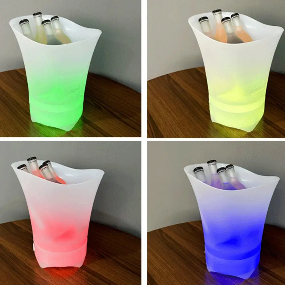 LED Ice Bucket 7L Light-up Ice Cube Colorful Radiant Drink Waterproof With Bucket Containers Lighted Built-in Wireless O3T8