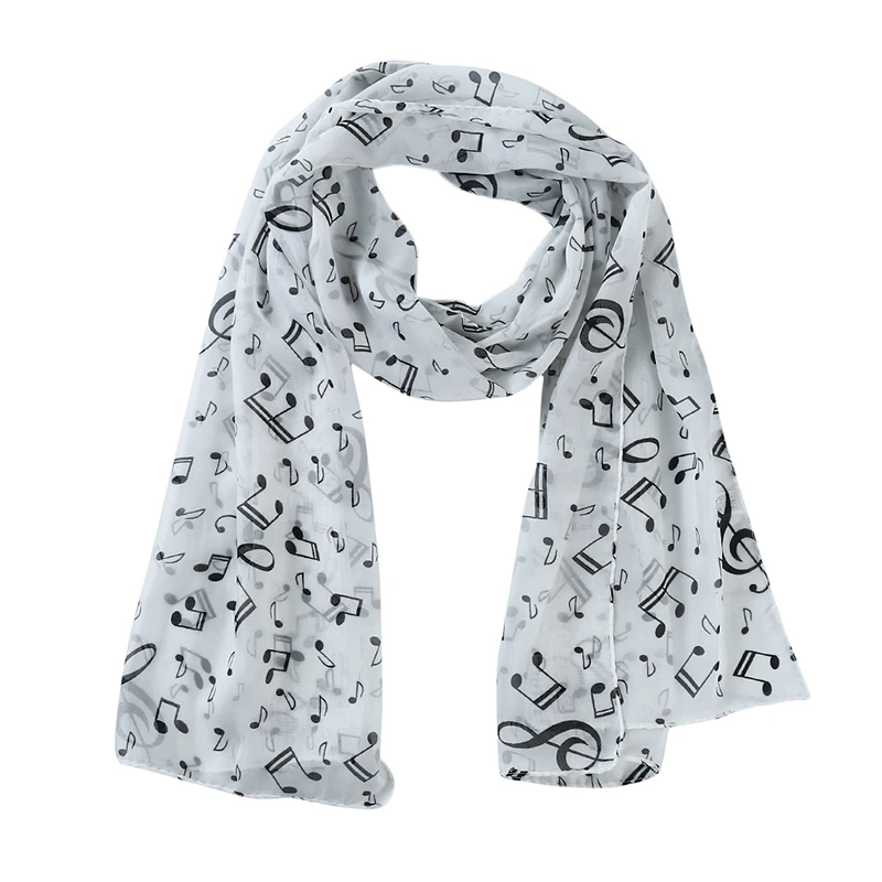 Ladies Summer Scarves Lady Musical Note Print Chiffon Neck Scarf Shawl Soft Scarves High Quality Fabulous Elastic - Image 6