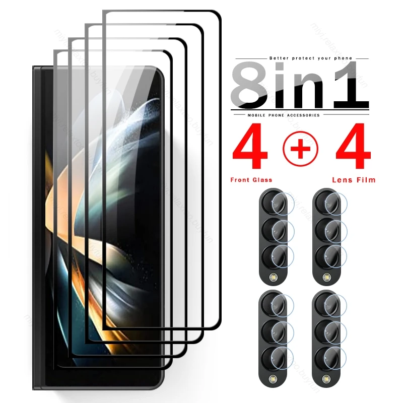 

8 In 1 Camera Lens Protective Glass For Samsung Galaxy Z Fold4 Fold3 Fold 4 3 ZFold4 ZFold3 5G Screen Protector Tempered Film 9H