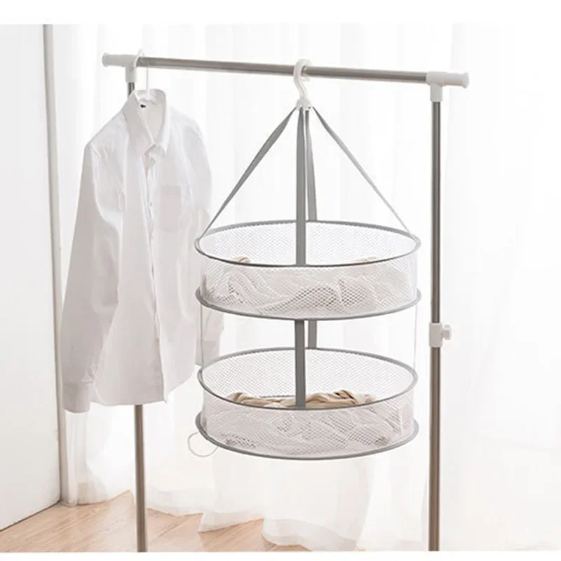 Foldable double-layer clothesline socks sweater socks artifact clothesline flat mesh bag clothesline drying net 1PC 3