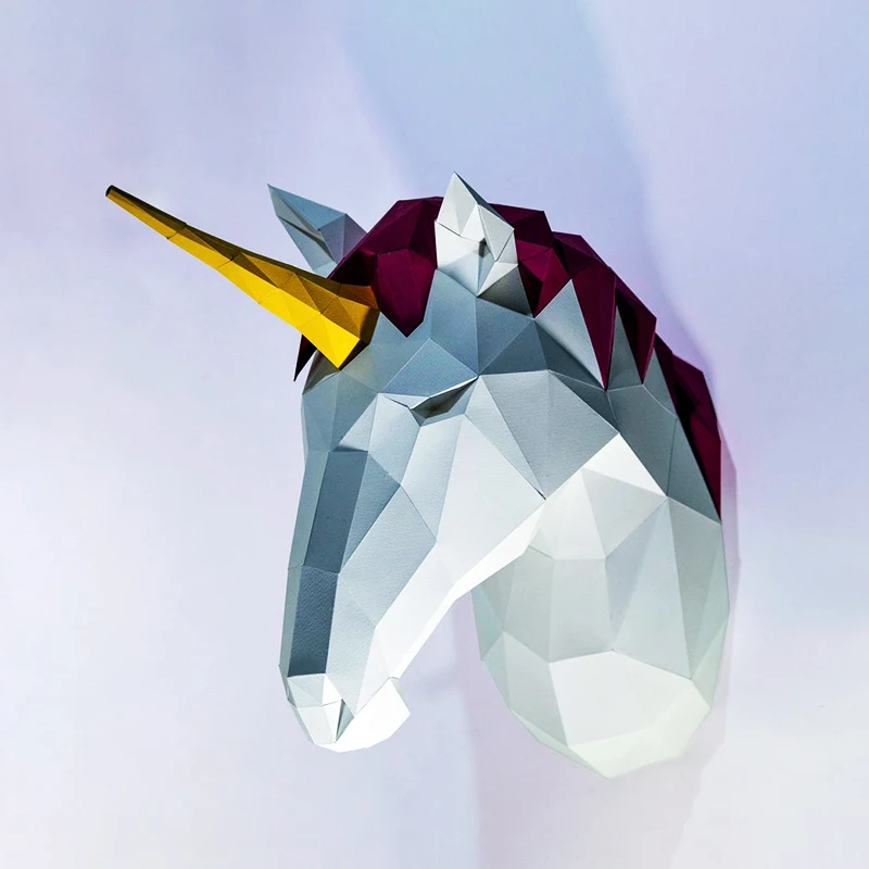 Models Origami 3D Paper Papercraft Unicorn Wall decor Pony Decoration Christmas DIY Toys Party Home Decor