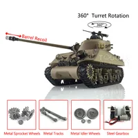HENG LONG 1/16 7.0 Upgraded M4A3 Sherman RC Tank 3898 Barrel Recoil 360° Turret Gifts For Boys Adults Toys TH19786-SMT4 1