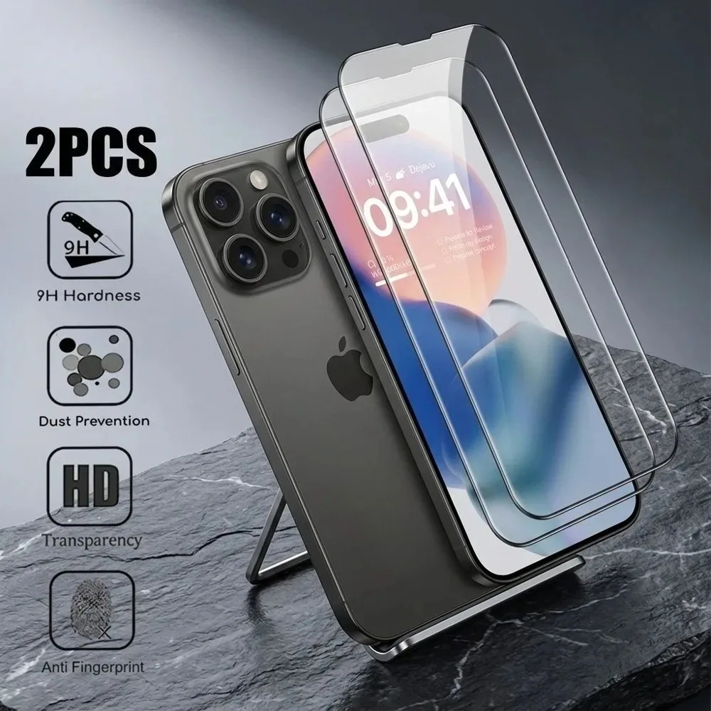 2er-Pack Ultra HD Displayschutzfolie für iPhone 17 16 15 14 13 Pro Max Air 17e 16 15 Plus 12 11 Pro Mini – Kratzfestes Panzerglas