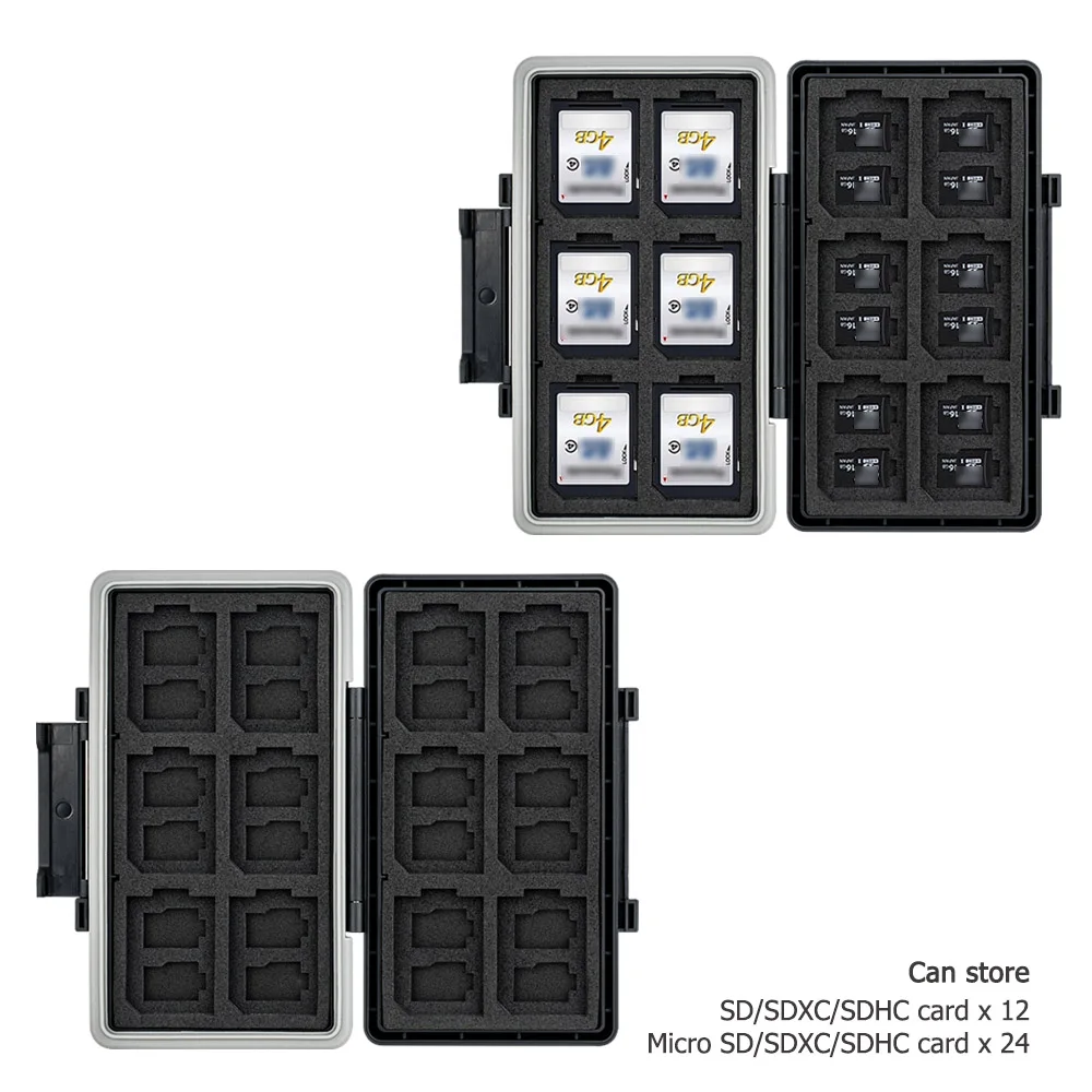 Jjc 36 Slots sd Cartão de Memória Case Titular da Carteira para 24 tf Micro sd Msd tf Mais 12 sd Sdxc Sdhc Cartão Organizador Caixa de Armazenamento Keeper - Imagem 6