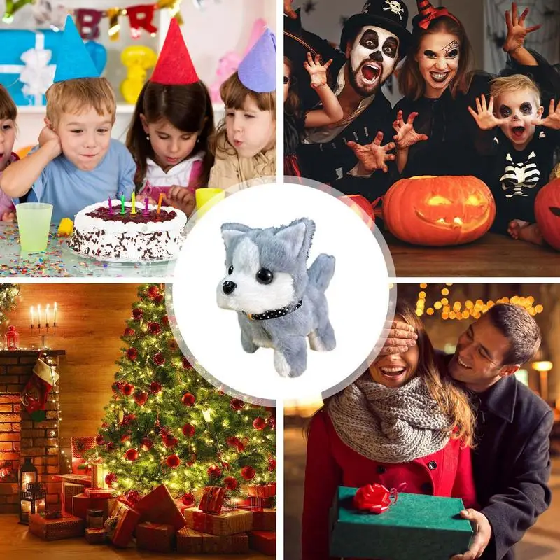 Barking Dog Toys For Kids Walking Dog Cat Plush Animal Barking Dog Companion Animal Electric Pets Battery Operated Tail Wagging 5