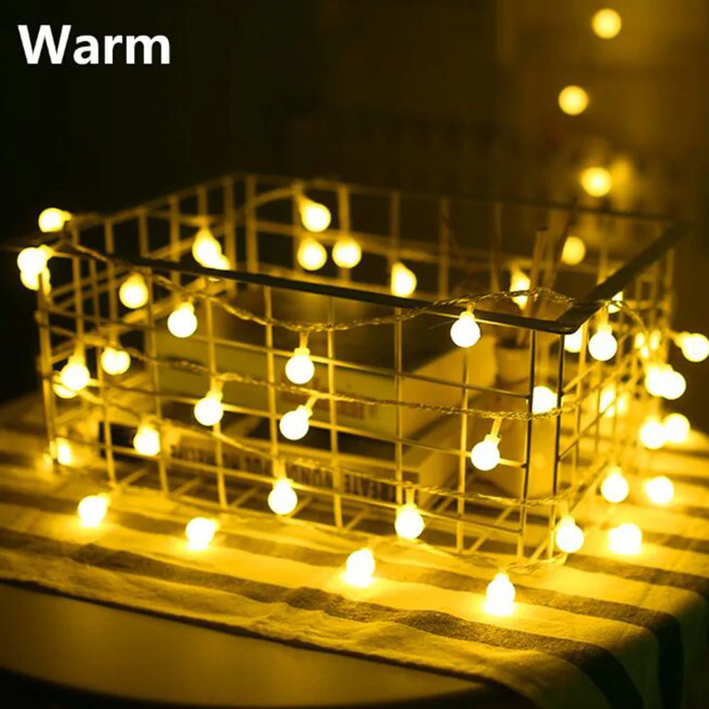 thumbnail image 1 of 10M Ball LED String Lights Outdoor Ball Chain Lights Garland Lights Bulb Fairy Lights Party Home Wedding Garden Christmas Decor, 1 of 4