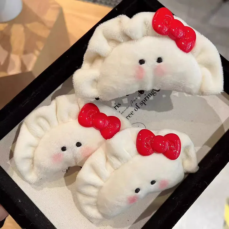 Cute Bow Dumplings Hair Clips for Kids Adult Cartoon Funny Hair Claws Princess Girl Sided Clips Kids Headwear Photography Props 2