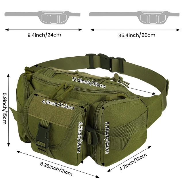 Riñonera táctica militar, riñonera ajustable impermeable para