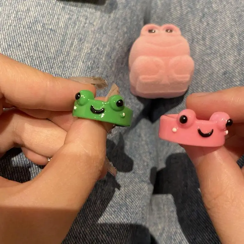 Cute Cartoon Frog Shaped Ring Couple Valentine's Day Frog Ring Cute Animal Ring Accessories Best Friend Pairing Ring Gifts