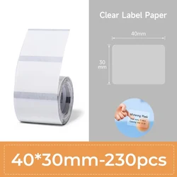 Vibrant Waterproof Self-Adhesive Label Stickers - Colorful White Transparent Price Tag Thermal Paper (Transparent 40x30mm)