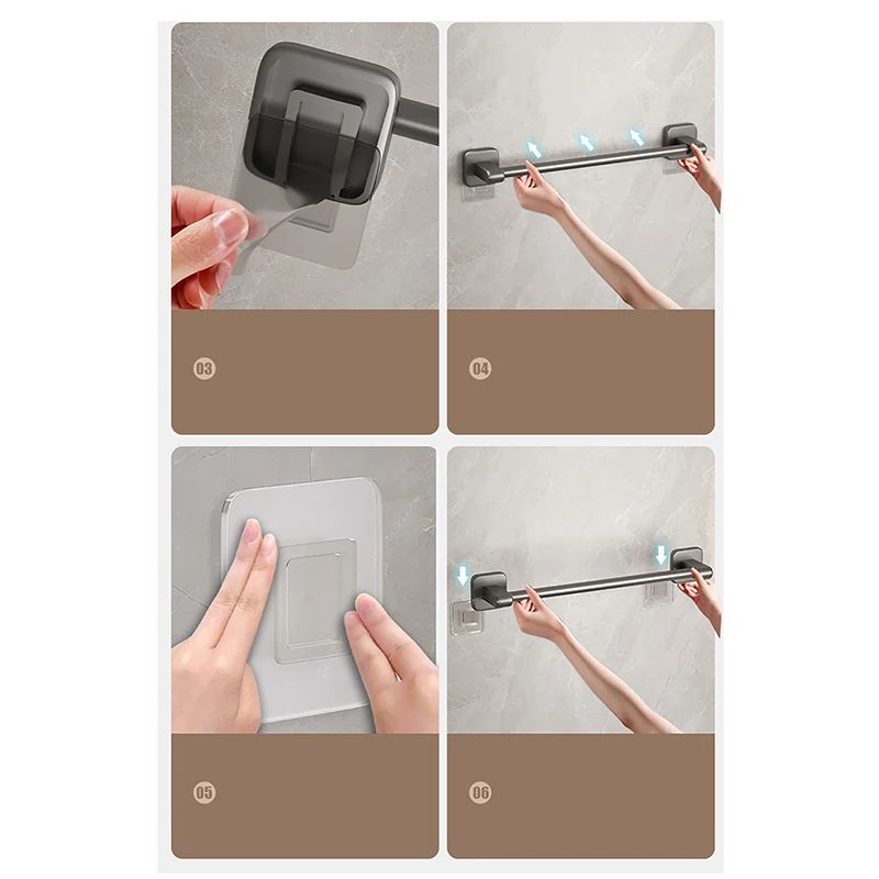 1PC Towel Holder Space Aluminum No Drilling Bathroom Organizers Self-adhesive Towel Bar Bathroom Shelves Kitchen Storage Rack
