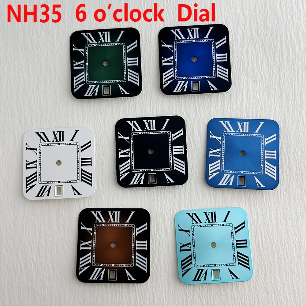 

Новинка, мужской циферблат NH35 с квадратным циферблатом, циферблат с римскими цифрами NH35 и датой на 6 часов, подходит для часов NH35, аксессуары для часов