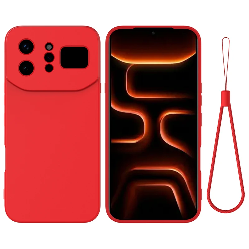 Premium Liquid Silicone Case with Lanyard Strap and Flocked Interior