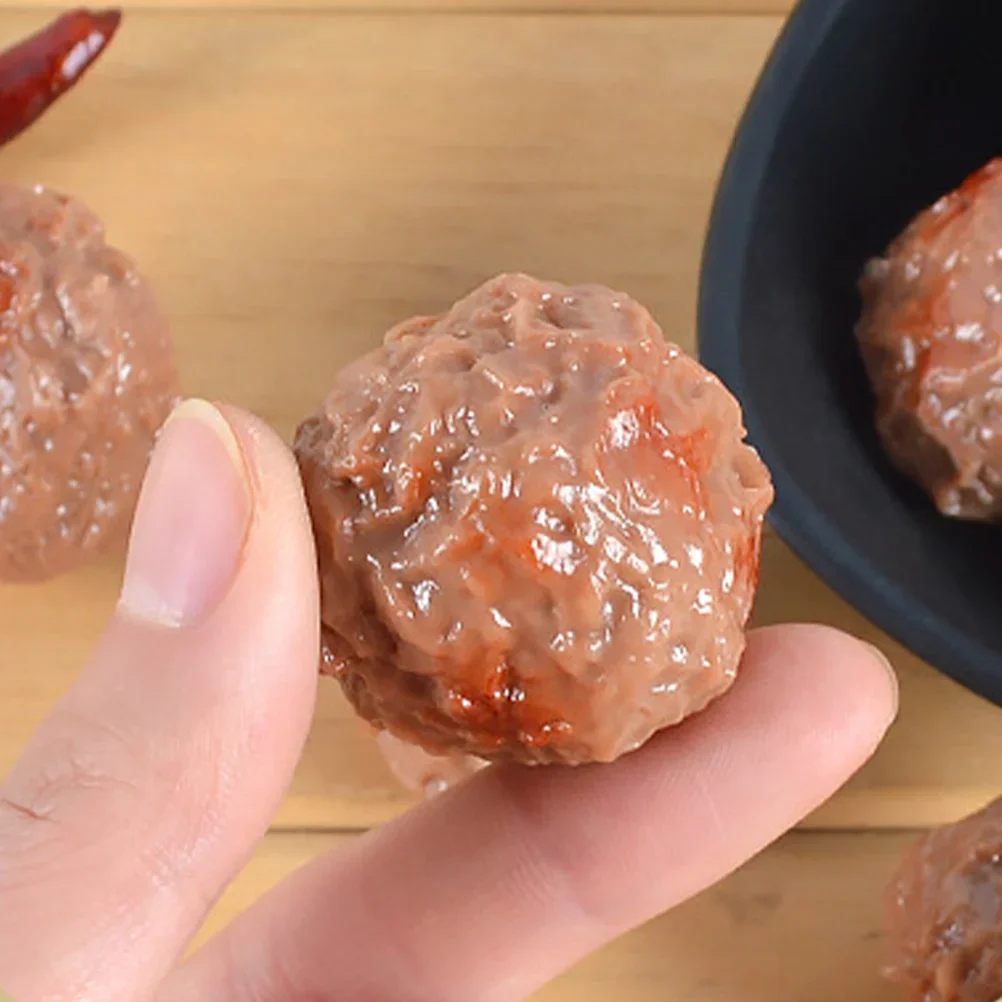 Food Model Kitchen Food Toys Fake Food Prank Toys 5Pcs PVC Simulation Beef Ball Realistic Artificial Meatball Model BBQ Fake Food Hot Pot Restaurant Props Yummy Dishes Ornaments