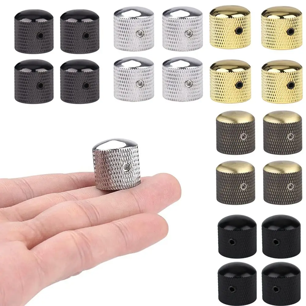 

4 Pcs Durable Metal Guitar Knobs Easy To Use High Grade Guitar Control Speakers Sturdy Enhanced Tone Control
