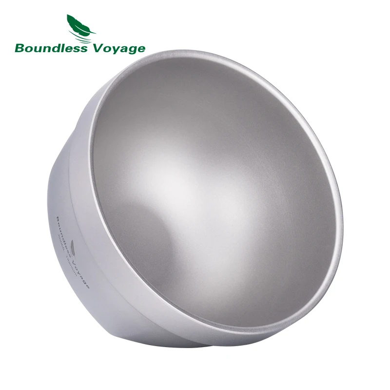 Boundless Voyage 500ml / 800ml Double Walled Titanium Bowl Food Rice Soup Bowl Ultralight Tableware Outdoor Camping Metal