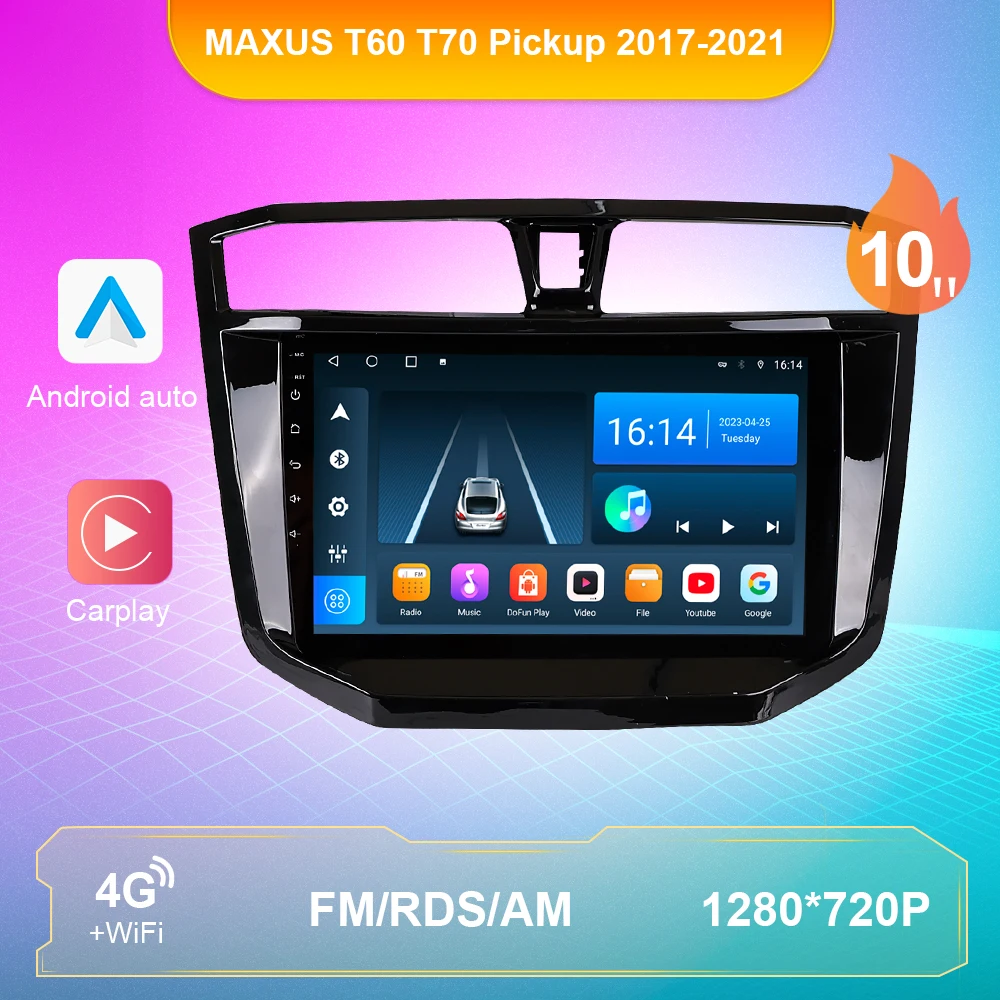 

Автомобильный радиоприемник Carplay для MAXUS T60 T70 Pickup 2017-2021 9/10 дюймов Автомобильный мультимедийный плеер FM/AM/RDS навигация Авторадио 2Din