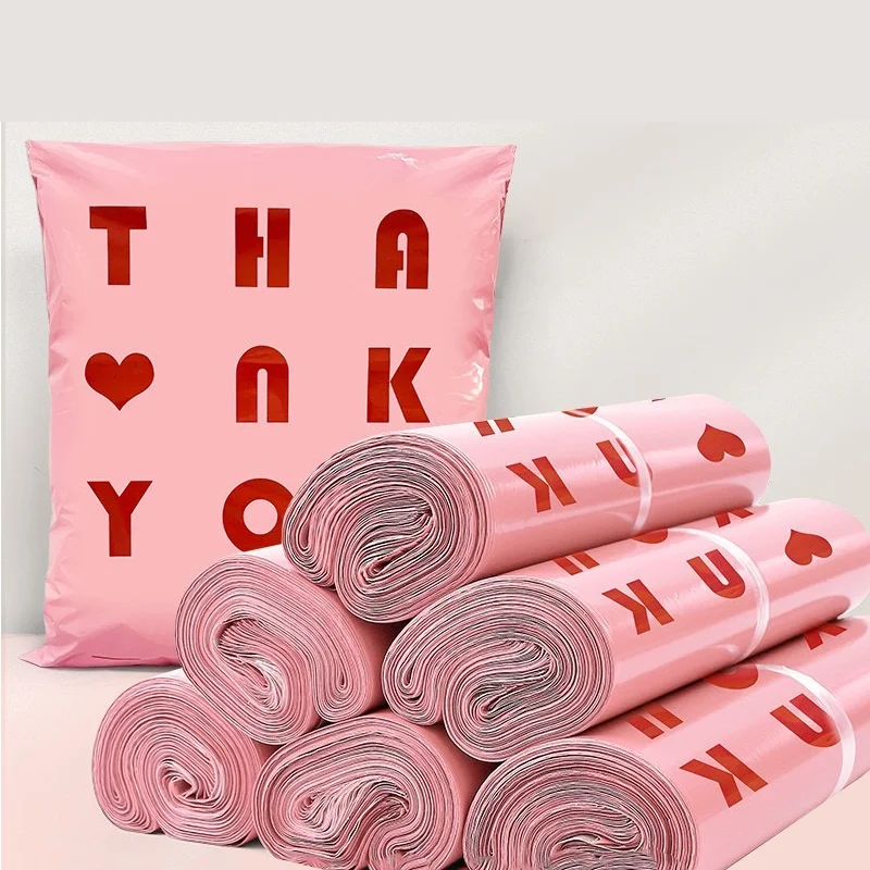 Courier Bag Mailing Bags Express Bag 50Pcs/Lot Opaque PE Plastic Express Envelope Storage Bags Pink Bag Red Color Mailing Bags Self Adhesive Seal Courier Bag