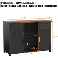 Large Coffee Bar Cabinet with Mini Fridge Wine Storage Buffet Sideboard Table for Home Fluted Design Kitchen Storage Organizer 6